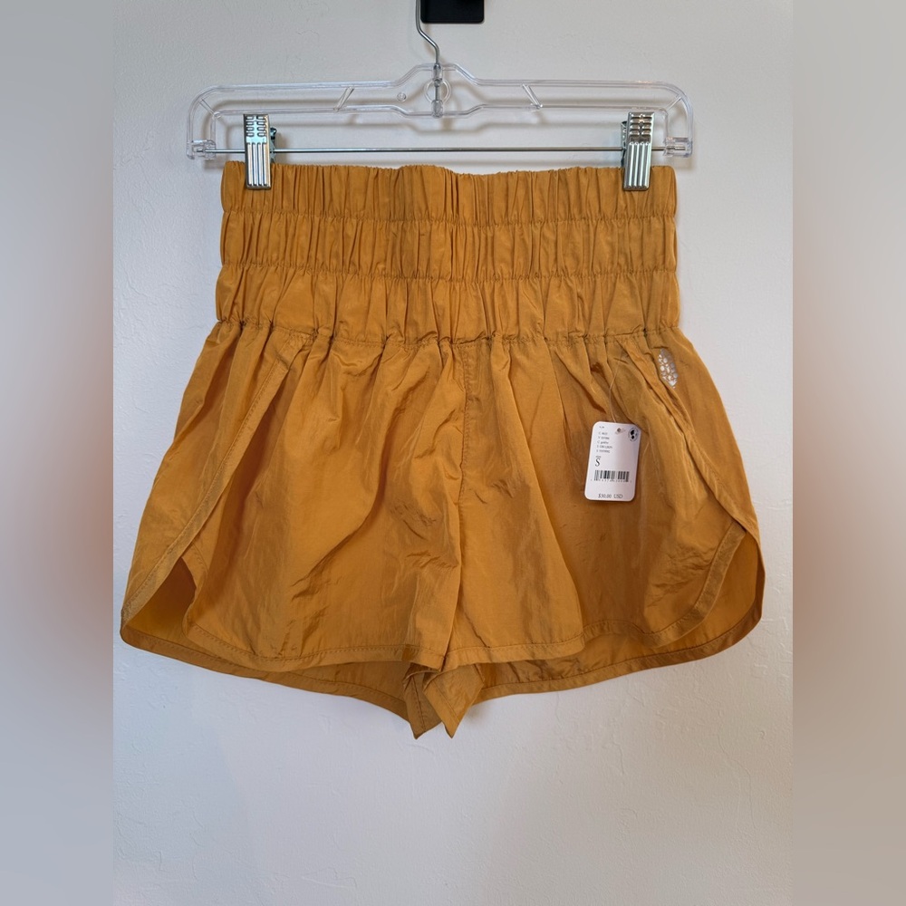 Free People Movement High-Waist Mustard Women’s Athletic Shorts